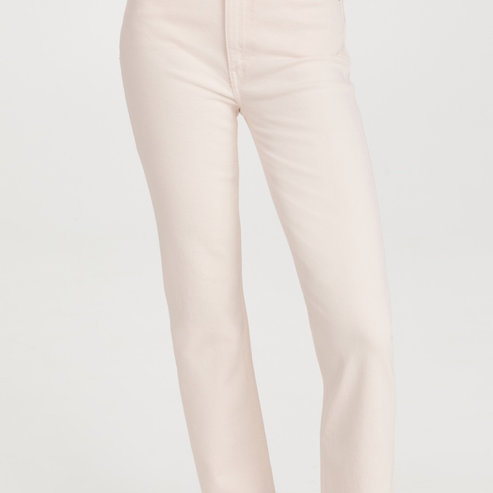 Re/Done Cream Straight Leg Jeans